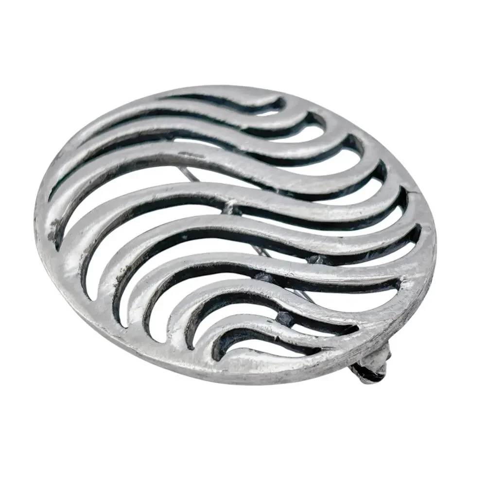 Vintage Coro Silver-Tone Openwork Wave Brooch